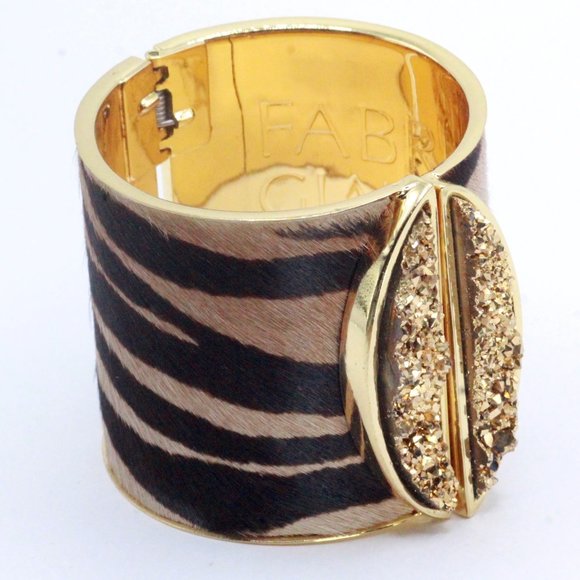 FABRIZIO GIANNONE SIGNED DESIGNER COUTURE ITALIAN ZEBRA ANIMAL HAIR DRUZE TITANI - Picture 9 of 10